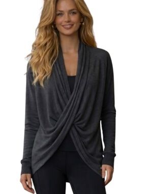 EUC Lululemon Iconic Draped Twist Front Charcoal Gray Sweater Size 6